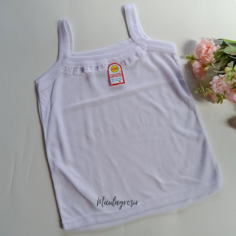 [12 PCS] Singlet Renda Cantik Warna Putih Lembut