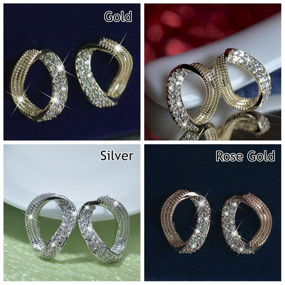 Anting Berlian Nanas Untuk Wanita Gadis Aksesoris Fashion Pesta Bentuk Geometri