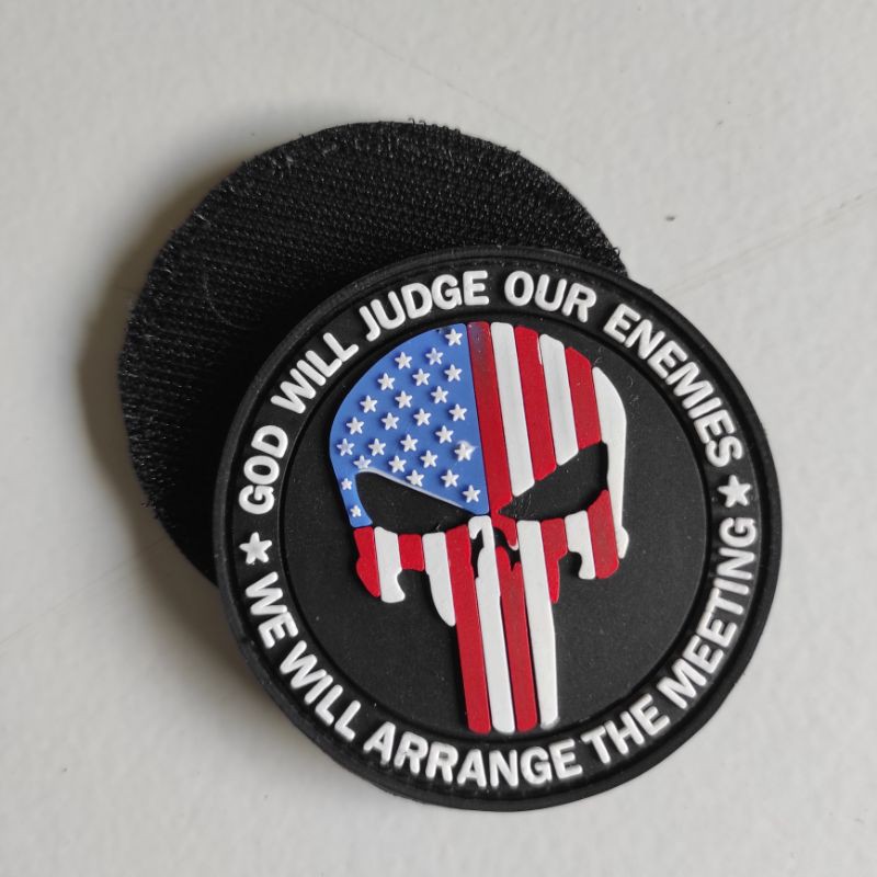 PATCH RUBBER LOGO GOD WILL DASAR BENDERA US AMERIKA/TEMPELAN EMBLEM KARET PUNISER TACTICAL