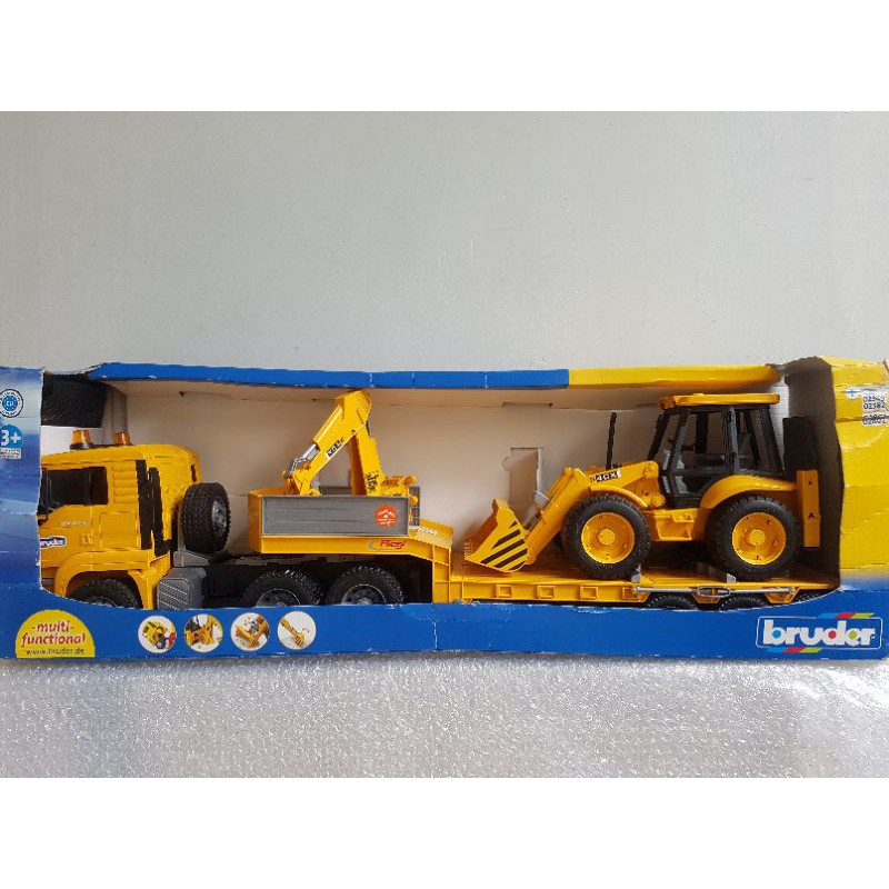 bruder toys 2776 - MAN TGA low loader truck with JCB Backhoe Loader