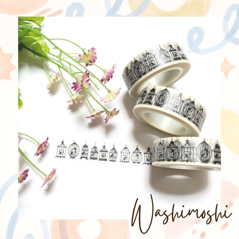 

Washimoshi Masking Washi Tape Bird Cage Design (10 meter)