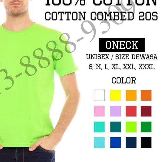 ✦ Kaus Oblong Pria / Kaos Polos Pendek / kaos oblong pria jumbo / Kaos - Hijau Stabilo, S ♕