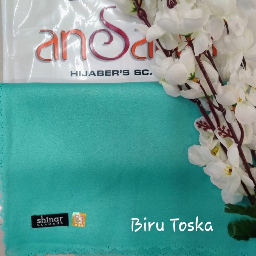 jilbab segi empat SHINAR GLAMOUR glitter glowing lasser cut ansania dan azara original bahan mengkil