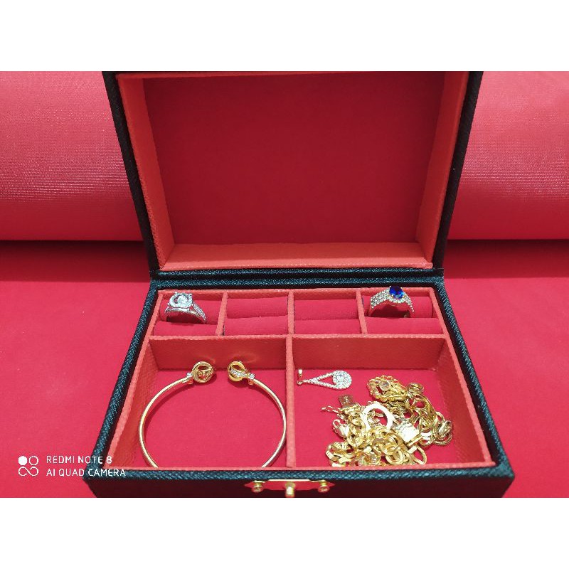 kotak perhiasan bahan kulit sintetis bisa untuk kalung gelang cincin anting liontin LM/ANTAM