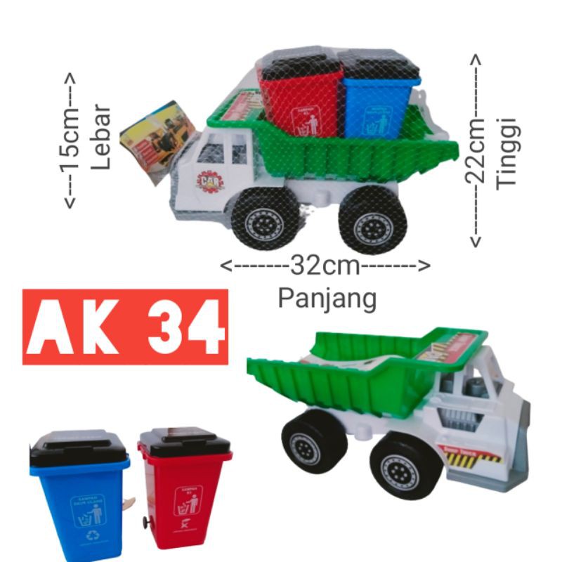 MAINAN MOBIL TRUCK SAMPAH / TRUK ANGKUT BAK SAMPAH AK34