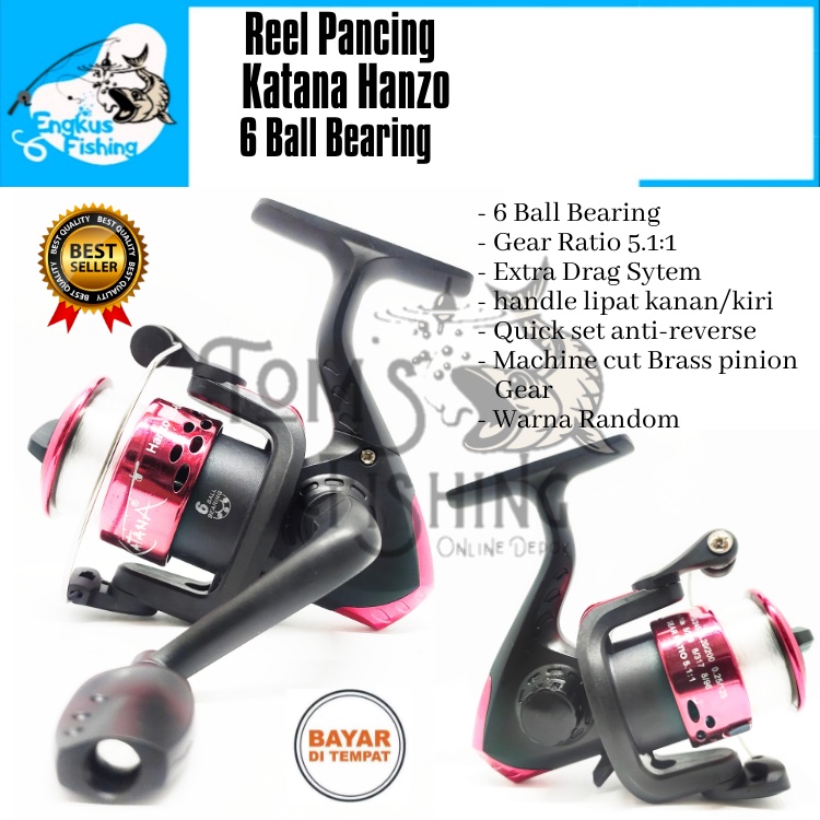 Reel Pancing Katana Hanzo 200 (6 Bearing) Bonus Senar Murah - Toms Fishing