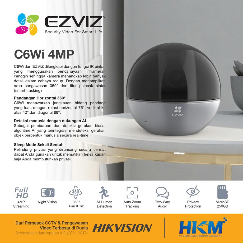 CAMERA CCTV EZVIZ C6Wi 4MP PTZ WIRELESS IP CAMERA