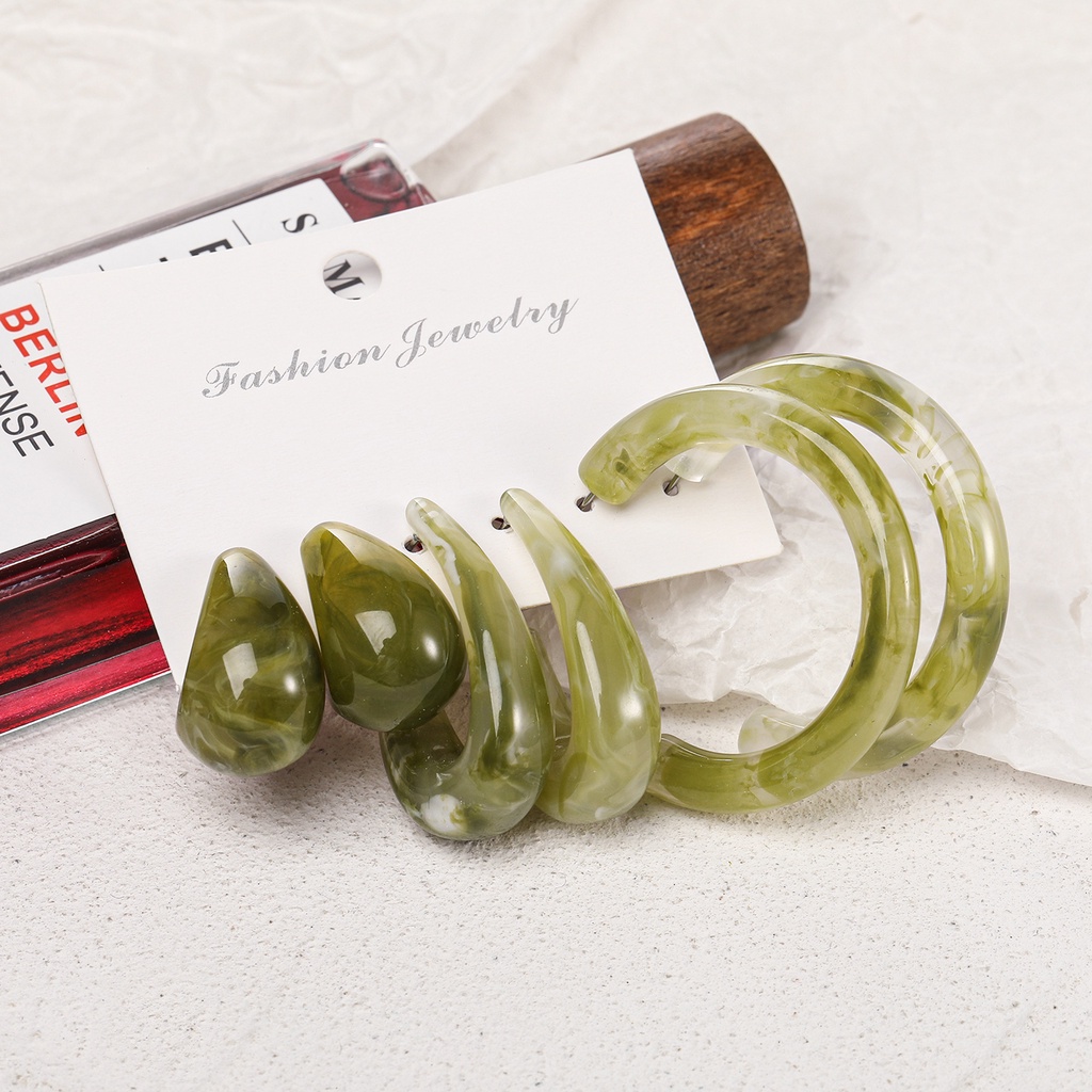 Hu Hu Hu Hu Hu Alat Bantu Pasang Kacamata♡ 3 Pasang / Set Anting Tusuk Bentuk C Bahan Akrilik Transparan Untuk Wanita