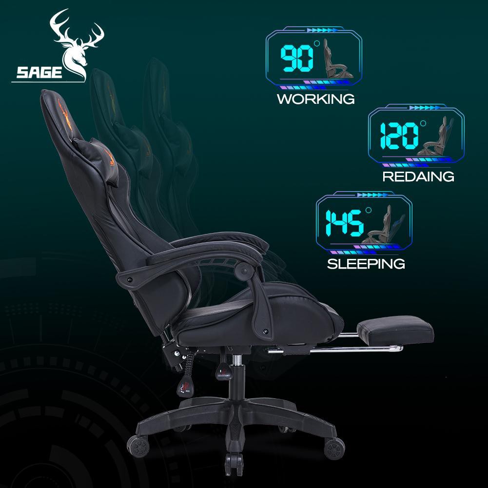 GAMING CHAIR SAGE SG-168 WITH FOOTREST KURSI GAMING