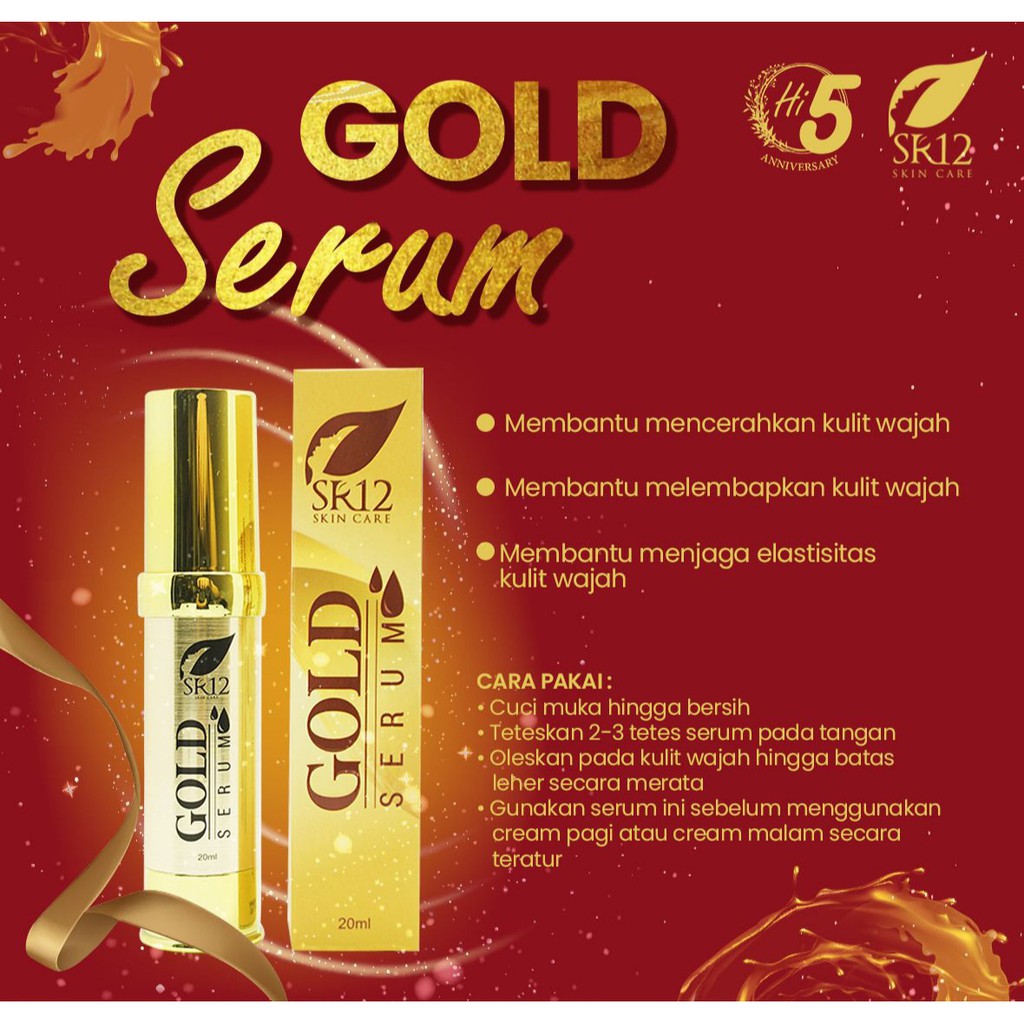 Gold Serum SR12 Serum Pencerah Wajah Antiaging Serum Glowing BPOM 20 ml