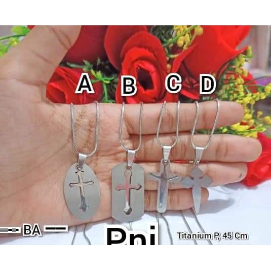 Kalung Plus Liontin Salib TITANIUM STAINLESS STELL (COD)