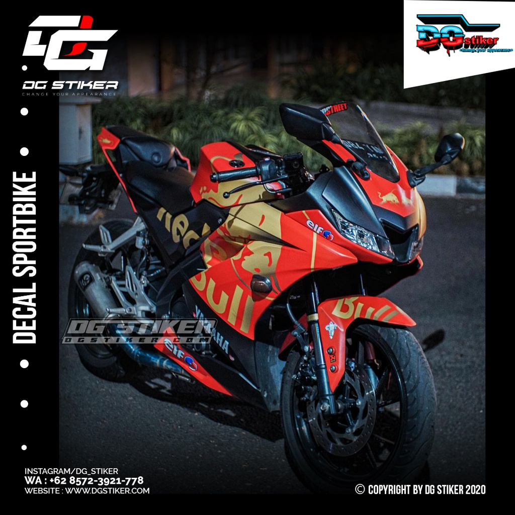 Decal R15 V3 Merah Gold Redbull DG Stiker