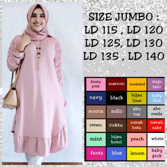 BAJU ATASAN SIZE S/M/L/XL/XXL & JUMBO LD 115/LD 120/LD 125/LD 130/LD135/LD140 BUSANA MUSLIM WANITA N