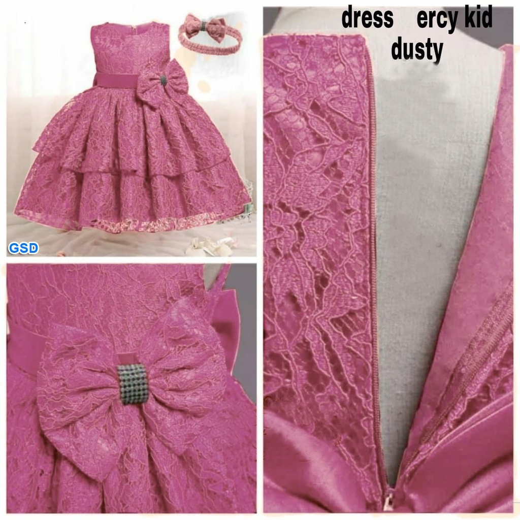 Dress Kids Ercy/Pakaian Ulang Tahun Anak/ Baju Kondangan/ Casual Mini Midi Dress Anak