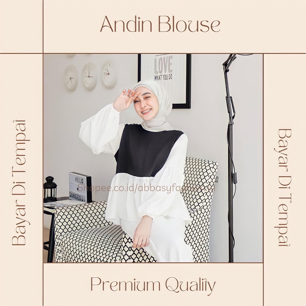 Andin blouse pakaian wanita muslim / baju atasan wanita kekinian / baju atasan wanita muslim