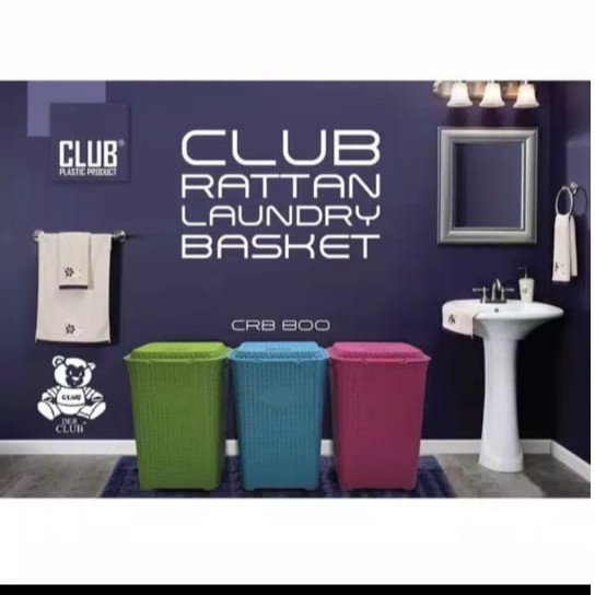 Cub Keranjang Laundry Basket Pakaian / Keranjang Baju Kotor + Tutup Crb 800 Motif Rotan