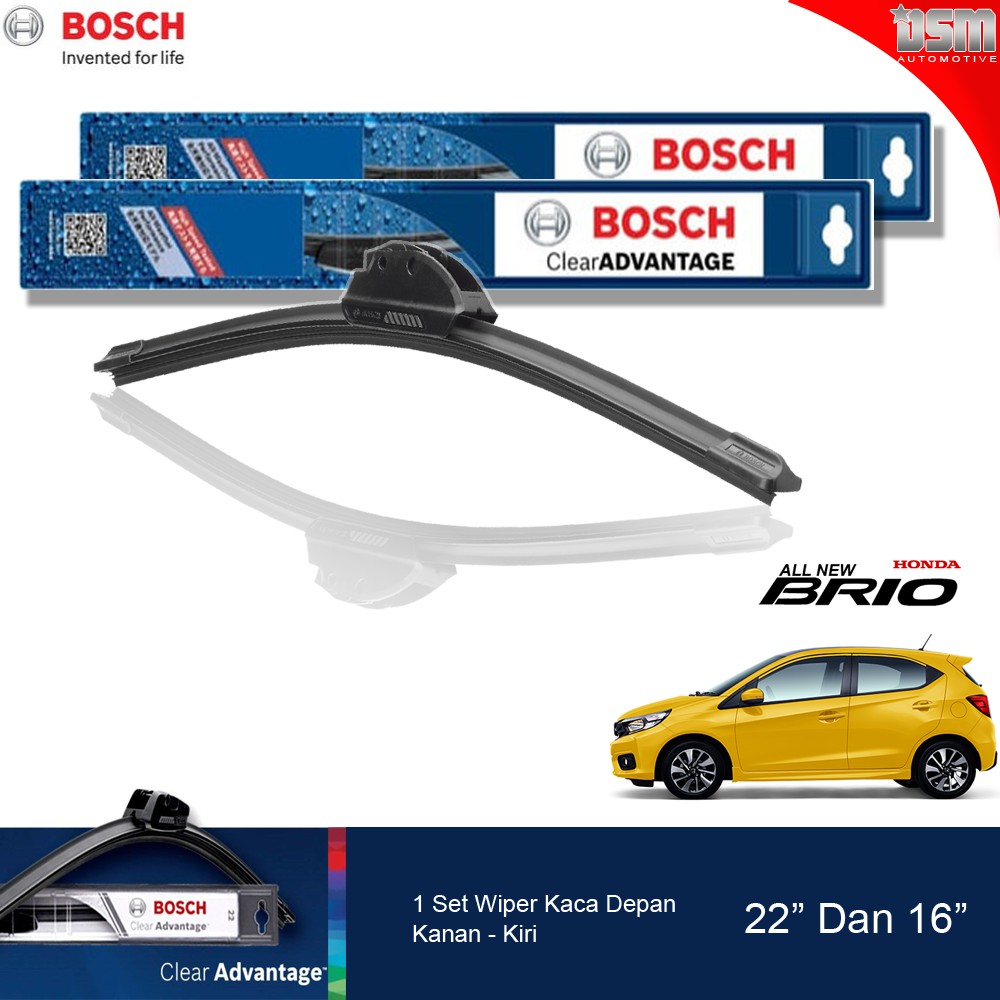 Bosch Clear Advantage Frameless / Wiper Frameless Honda All New Brio 22&quot; dan 16&quot; / Wiper Brio