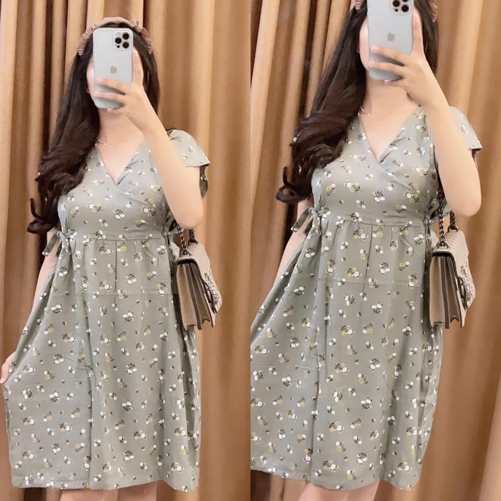 Baju tidur Daster kekinian kimono busui frendly bahan rayon adem-GRAY