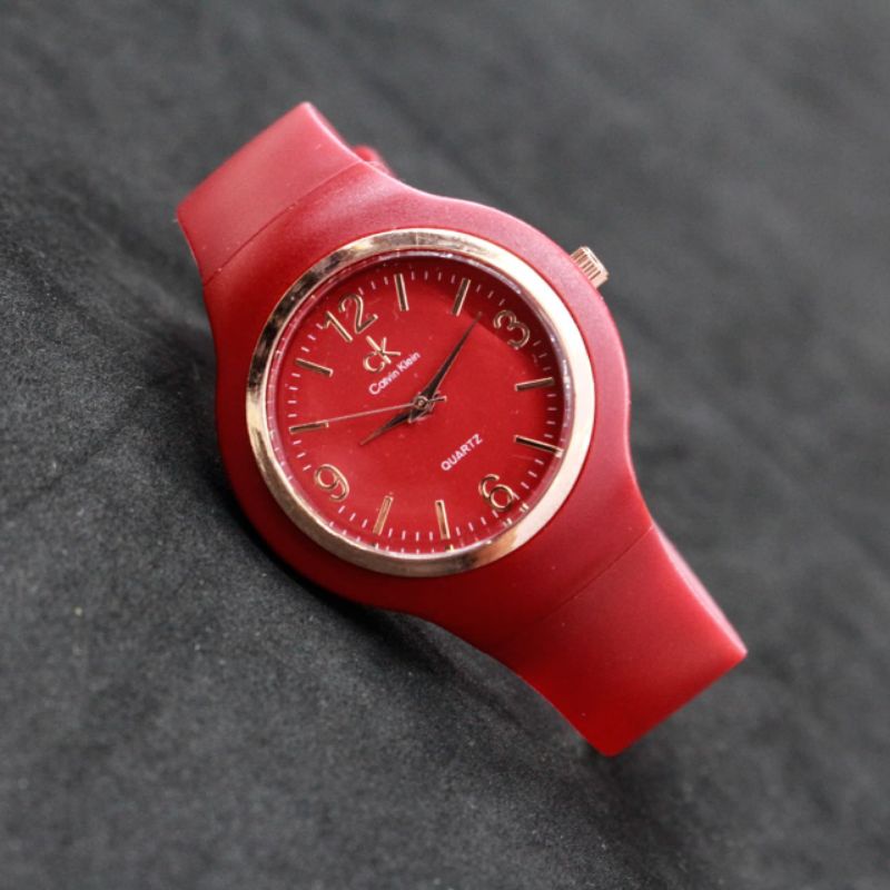 JAM TANGAN WANITA CK FASHION ANALOG RUBBER WARNA