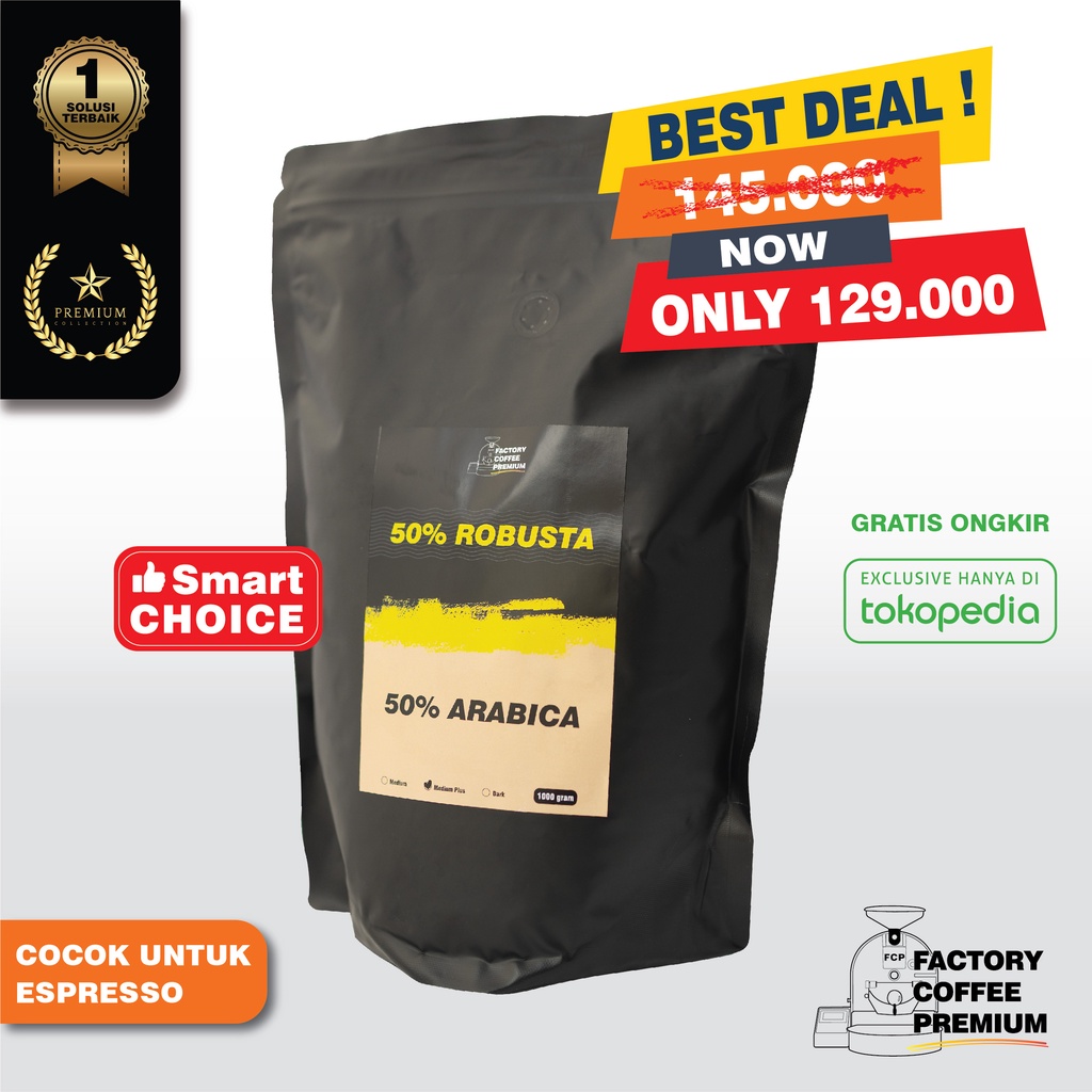 

500gr Biji Kopi Blend 50/50 Kopi Susu Premium Harga Grosir - Beans