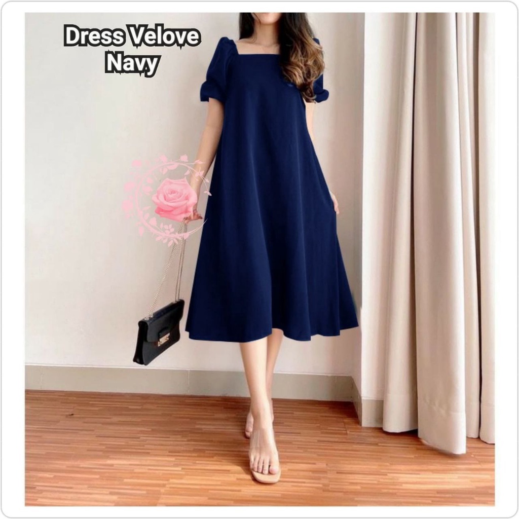 DRESS VELOVE OVERSIZE FASHION WANITA 5XL XL XXL 4XL M L / GAUN PESTA POLOS / MODEL ROK LEBAR