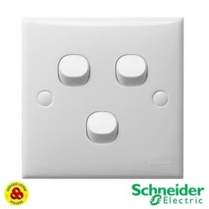 Schneider Saklar Triple Hotel 3G Classic Clipsal E33_2_WE 3 Gang  2 Way Putih