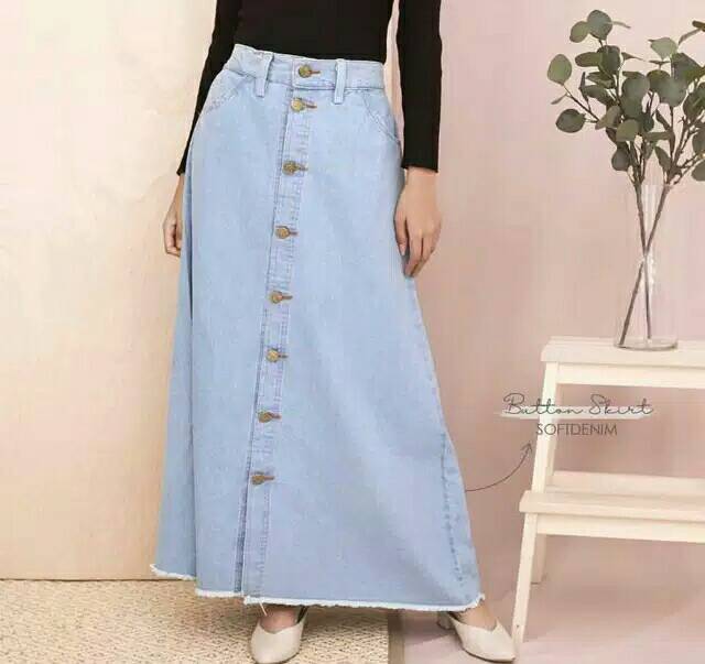 ROK JEANS BUTON / ROK KANCING / ROK JEANS WANITA