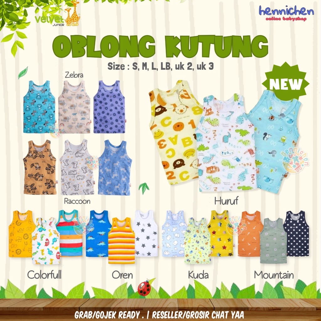 3pcs Oblong Kutung Print Motif Singlet VELVET Terbaru adem Singlet Kaos dalam Anak