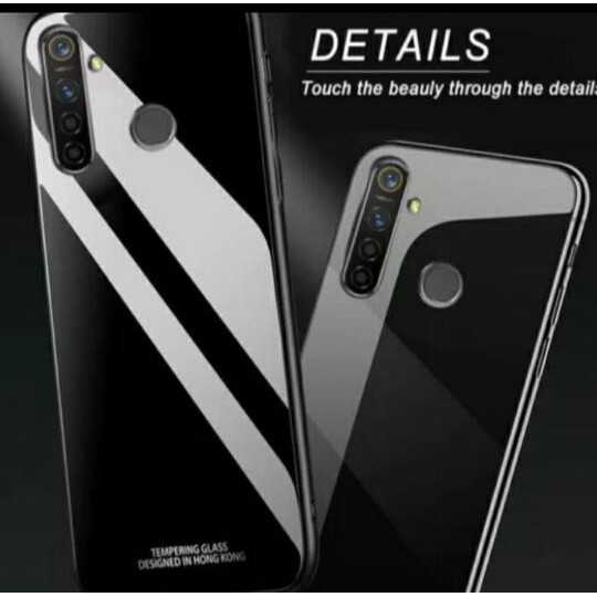 Case Glass Black Glas Permium Miror Kaca for Oppo Realme C1 / C2 / C3