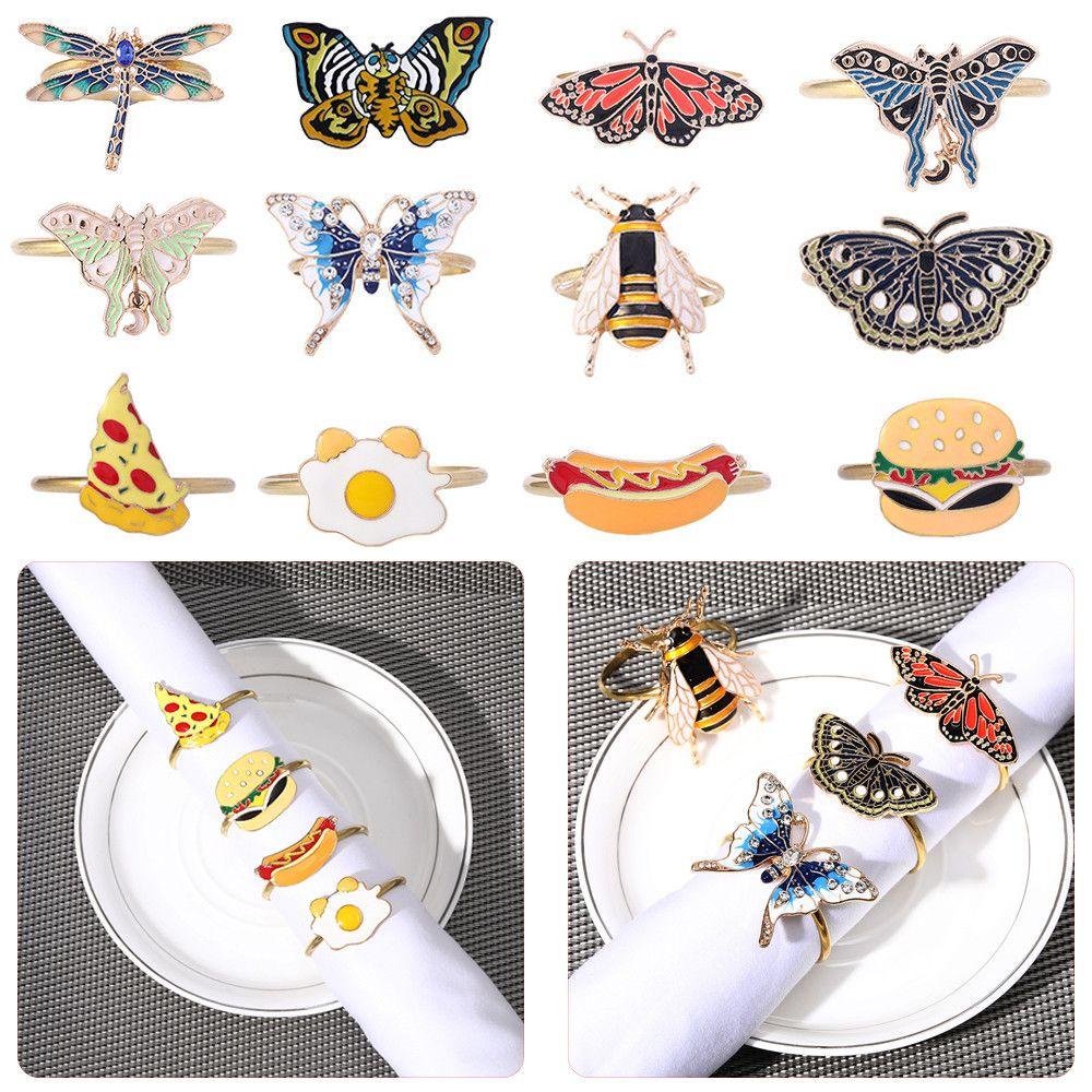 Suyo Cincin Serbet Bentuk Hamburger / Capung / Butterfly Bahan Metal Untuk Perlengkapan Pernikahan