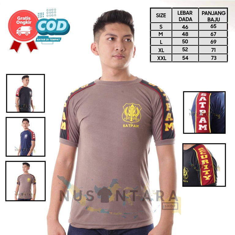 Kaos Security Kaos Satpam Kombinasi List Typing Paiping Warna Cokelat Hitam Navy Satpam Terbaru