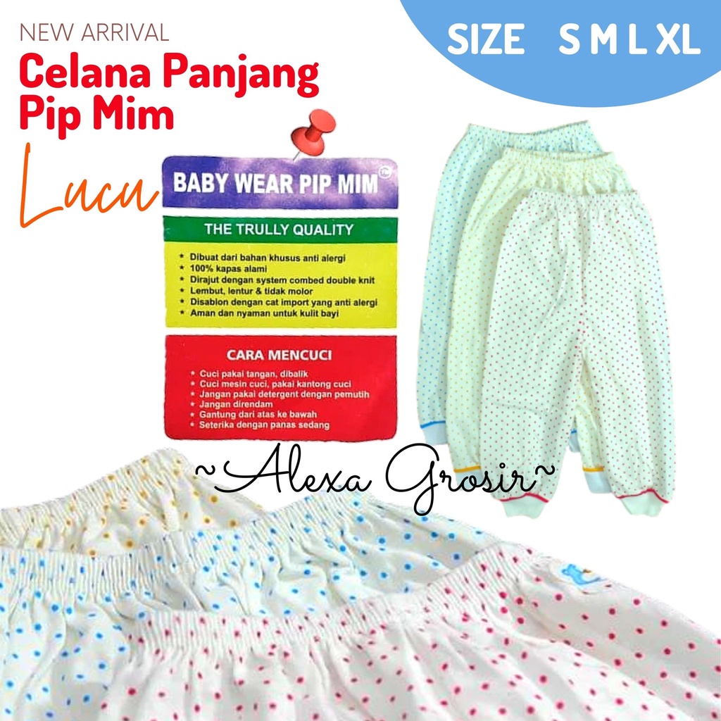 Celana Panjang Anak 0-6 Bulan size S Pip Mim Kartun Best Quality