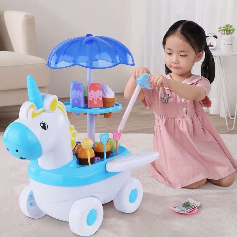MAINAN GEROBAK ICE CREAM CART KUDA PONY UNICORN ES KRIM MAINAN GEROBAK ICE CREAM CART KUDA PONY UNICORN ES KRIM