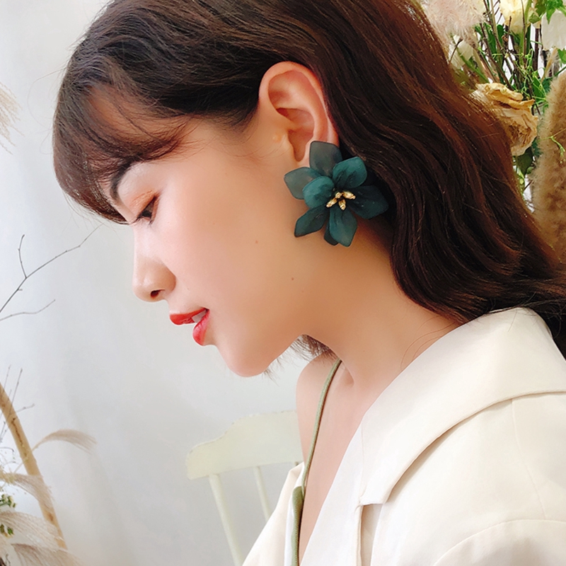 Anting Tusuk Gantung Desain Bunga Besar Warna Permen Gaya Bohemiantrendy Untuk Wanita