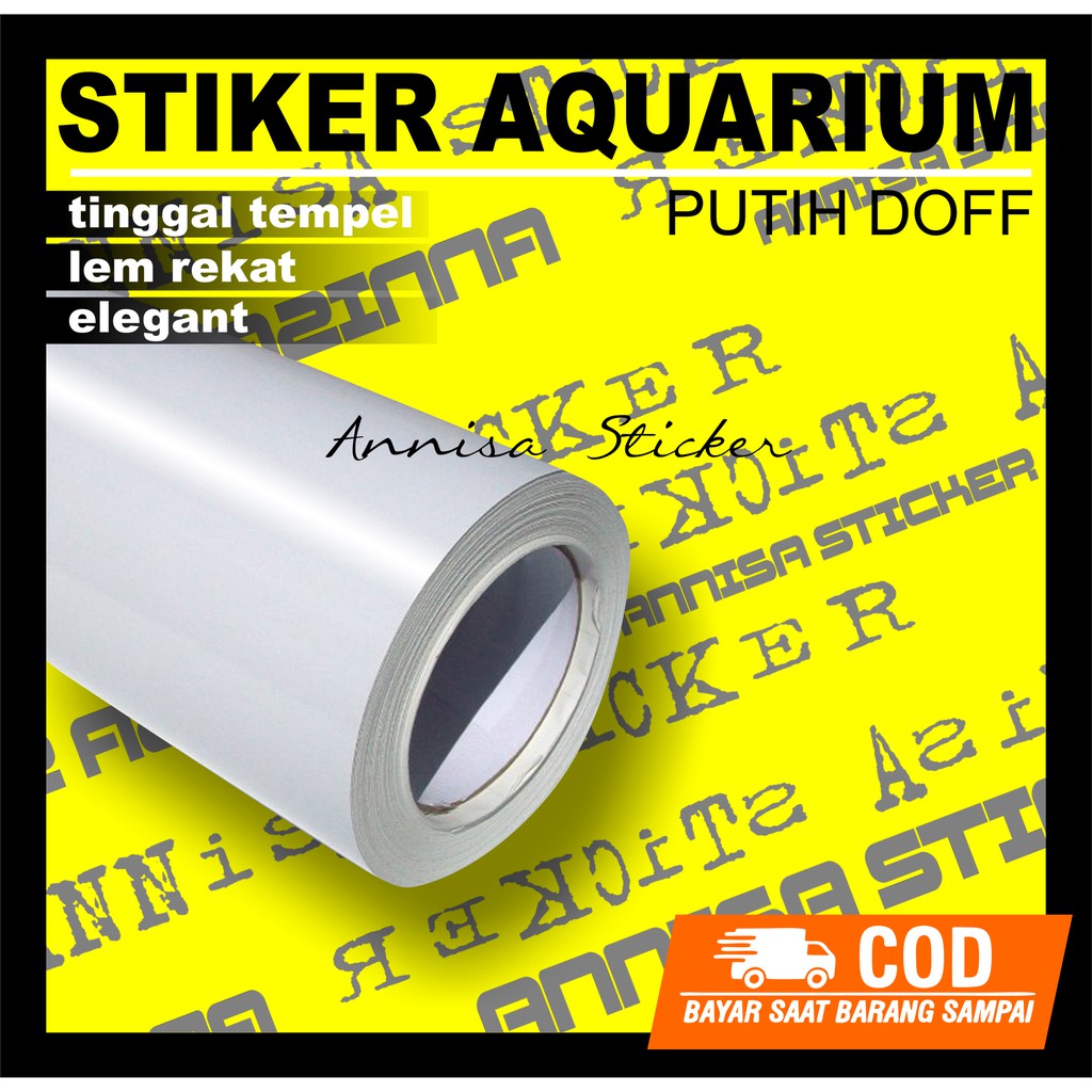 Stiker Background Akuarium Putih doff / Background putih doff