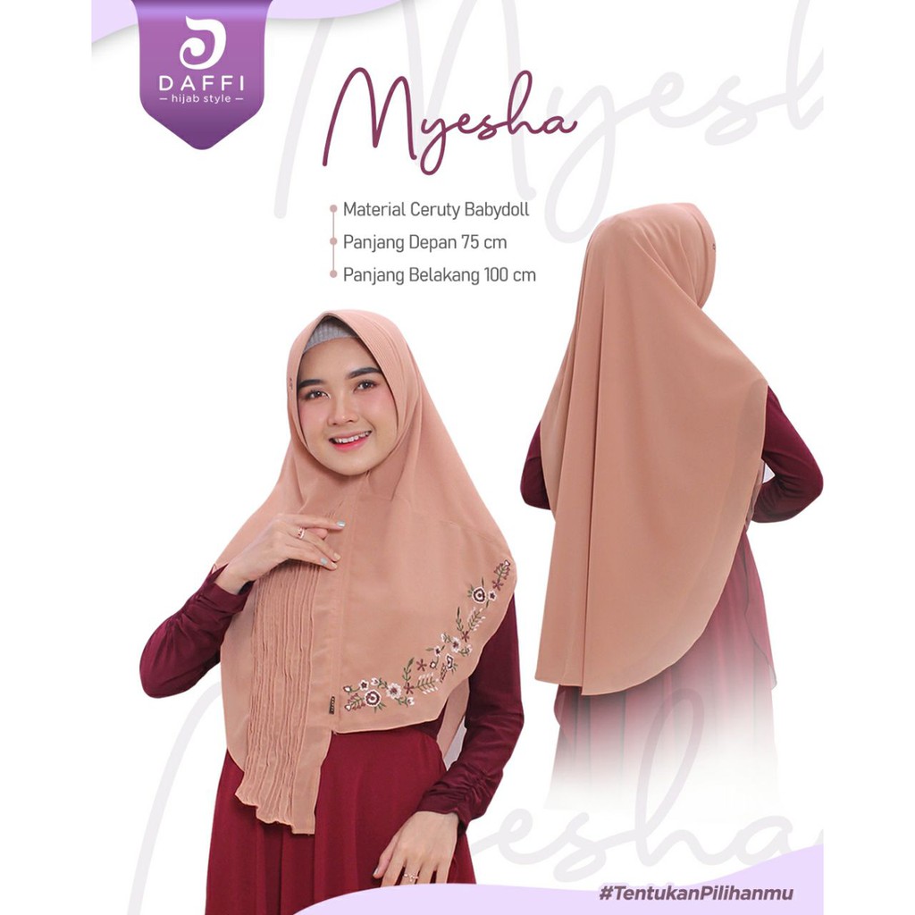 Hijab Jilbab Instan Khimar Syari Myesha Bahan Ceruty Babydoll Kualitas Premium Daffi Hijab