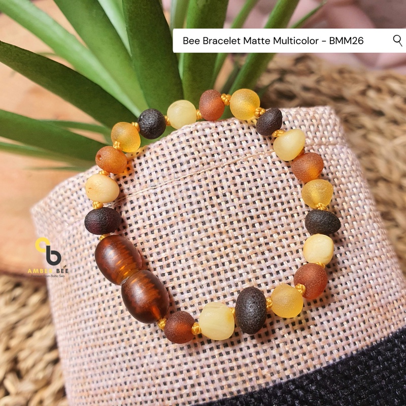 Gelang Amber Anak Balita dan Remaja Premium Matte Multicolor BMM26 By Amber Bee