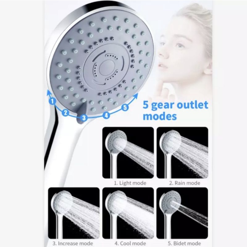 Paket Shower Murah Set Shower Kamar Mandi Lengkap Shower 5 Mode Pancuran Hemat Air Aliran Deras