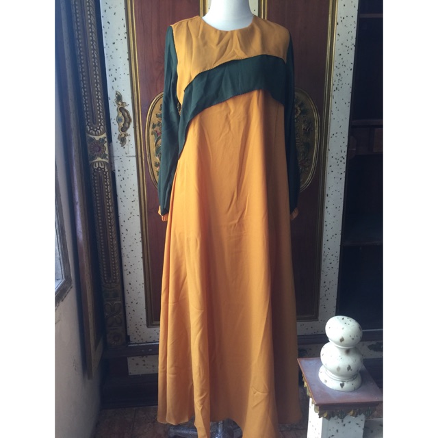 Gamis kombinasi orange