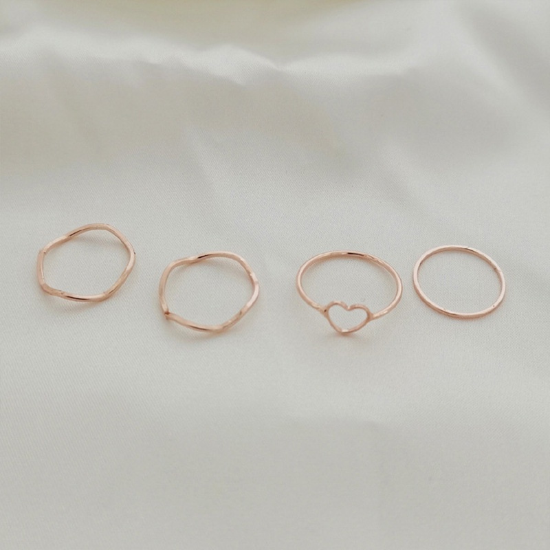 4 Pcs/set Jari Telunjuk Cincin Rose Gold Cincin Set Untuk Wanita Aksesoris Perhiasan Hadiah Natal