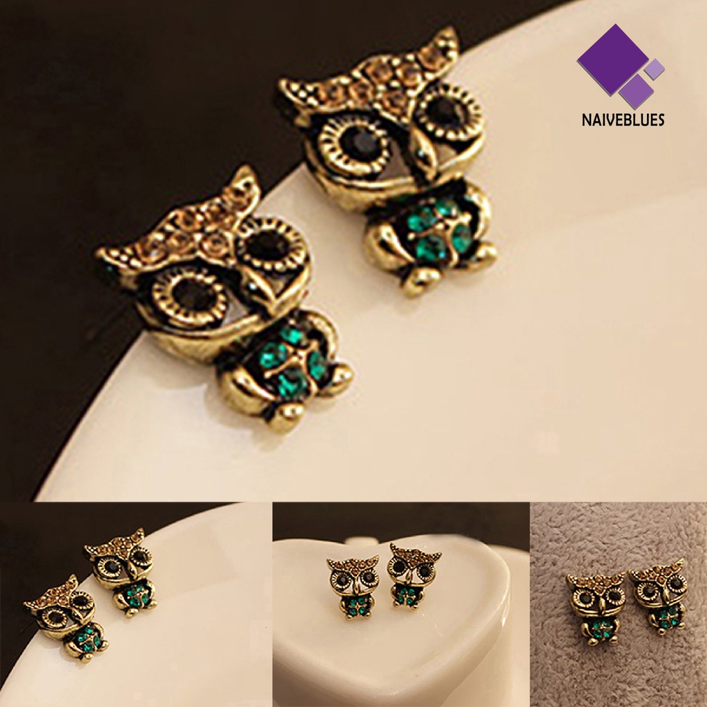 1 Pasang Anting Stud Bentuk Hewan Burung Gaya Vintage Untuk Wanita