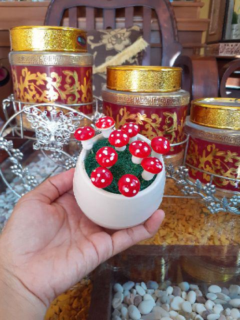 Hiasan Jamur Mini Pot + Jamur/ Bunga Plastik / Bunga Artificial / Hiasan Shabby / Home Decor