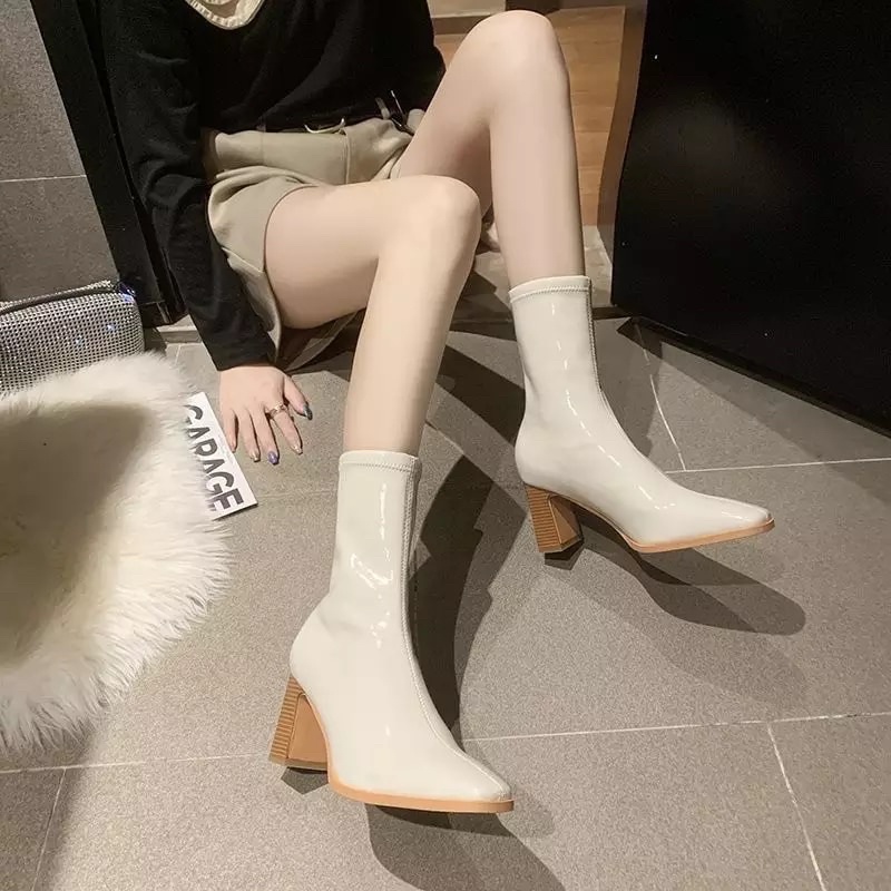 Waterproof Heels Boots Sepatu Boots Tinggi Wanita Anti air