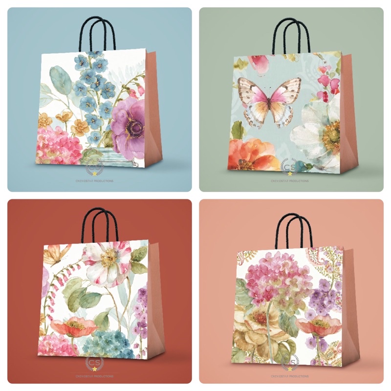 Paperbag Tas Kado Custom Motif Bunga Cheviostar Goodie Bag Ulang Tahun Hampers Birthday Paperbag Pre