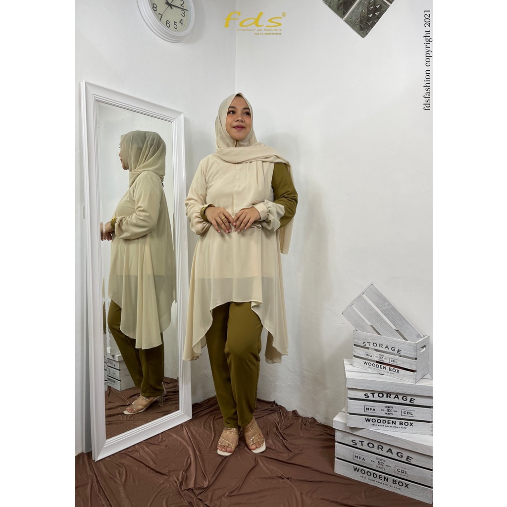 Setelan Gamis Celana Wanita Terbaru Muslimah Bahan Import Sesya Set by FDS FASHION kode 015