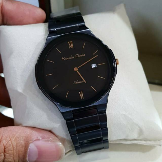 ALEXANDRE CHRISTIE AC 8612 BLACK JAM TANGAN PRIA ORIGINAL
