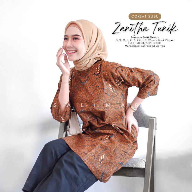 TUNIK DRESS WANITA PREMIUM TERBARU 2023 BAJU BATIK DRESS TUNIK SARIMBIT KANTORAN BATIK - 12