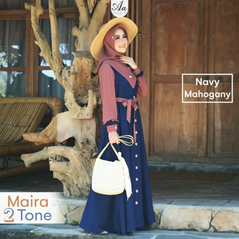 Maira 2 Tone Gamis Polos Kombinasi by Aden