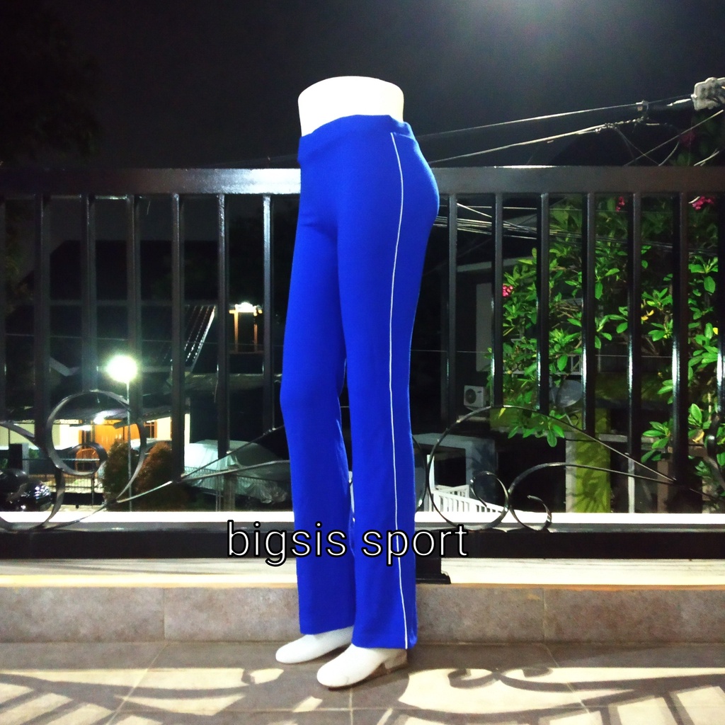 Celana Senam Wanita Model Panjang Lis Pinggir, Ada 12 Warna-Biru elektri