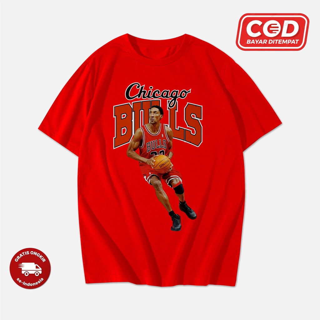 KAOS LENGAN PENDEK SCOTTIE PIPPEN CHICAGO BULLS NBA ORIGINAL DISTRO  Kaos Premium